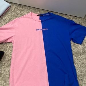 half and half tee shirt